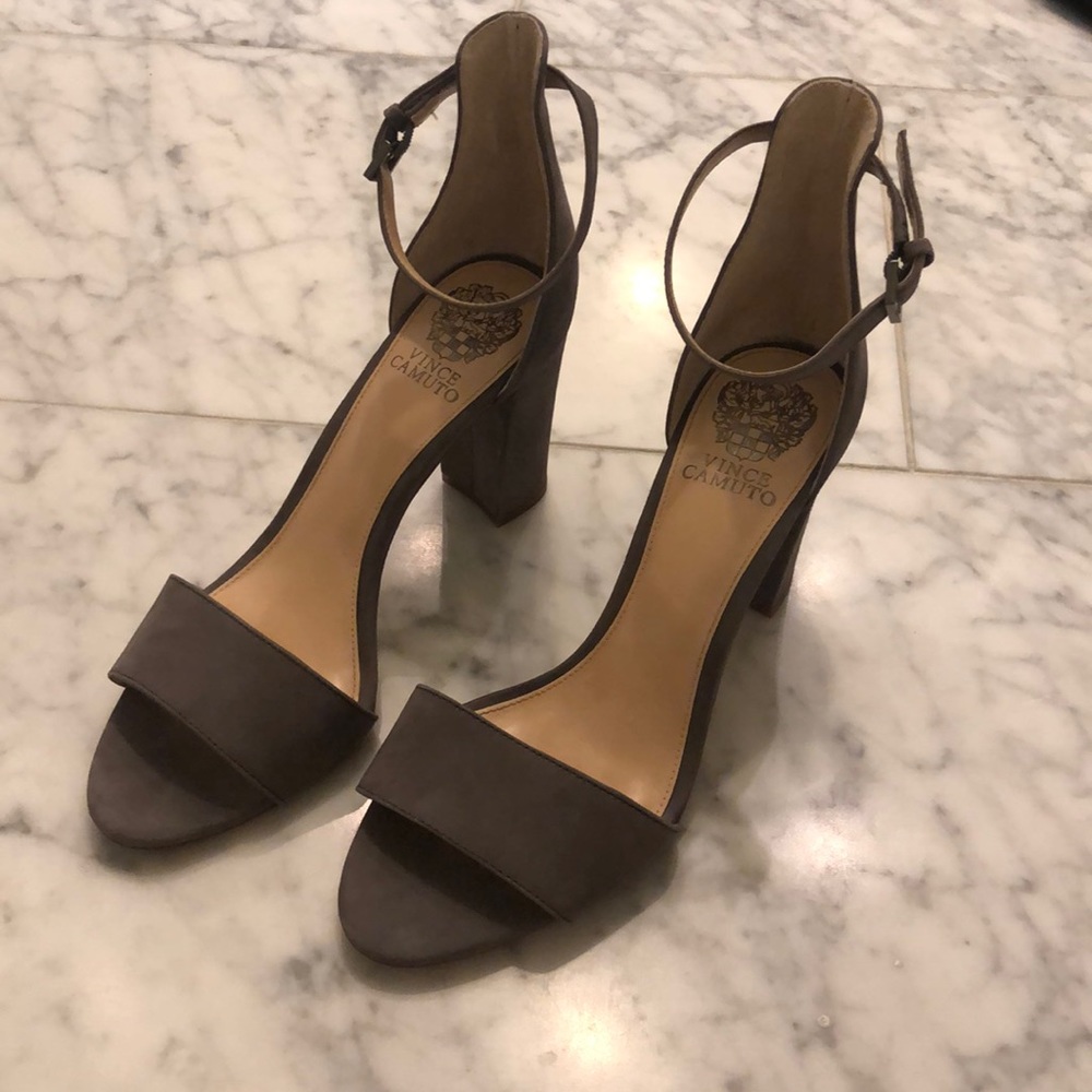Like New Gray Vince Camuto Open Toe Heels